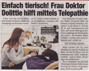 Der Firmenname ist Tierkommunikation Dr. Stefanie Haller